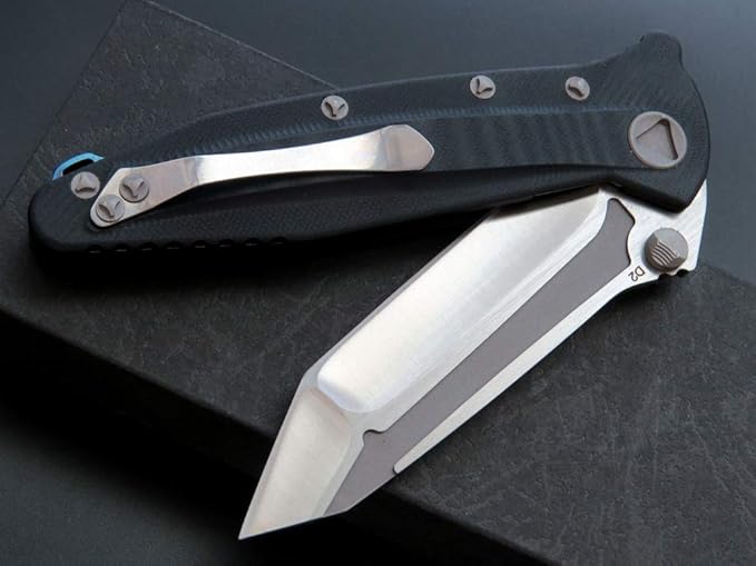 Eafengrow EF55 Pocket Knife Folding Knife G10 Handle D2 Steel Blade Folder EDC Tool Knifes for Working Camping with Clip(Black)