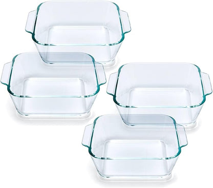 Small Casserole Dishes 4 Pack, 5 Inch Glass Square Baking Dish Individual