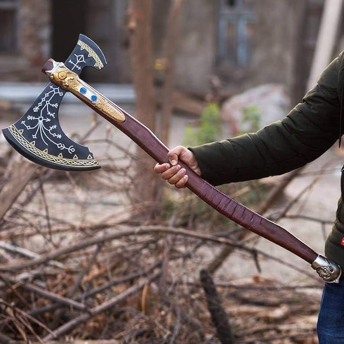 WAZIR Crafts 35" Handmade Kratos Viking Axe, God of War, Viking Axe, Cosplay Axe, Cosplay Armor, Cosplay Weapon, Prop, Replica, Kratos Weapon, (WCA-026)