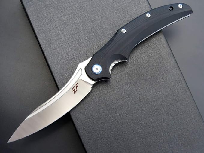 Eafengrow EF951 Folding Knife,D2 Blade and G10 Handle with Liner Lock Ball Bearing Pocket Knife EDC Tool for Outdoor Camping Survival(Black)