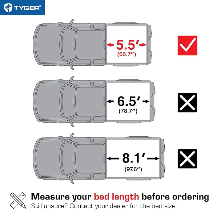 Tyger Auto T3 Soft Tri-Fold Truck Bed Tonneau Cover Compatible with 2014-2021 Toyota Tundra (Does Not Fit Trail Special Edition with Storage Boxes) | Fleetside 5.5' Bed (66") | TG-BC3T1432 , Black