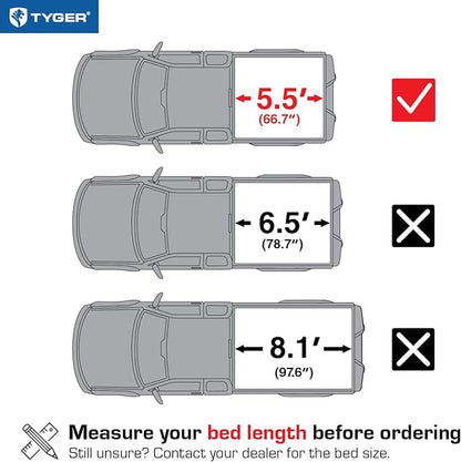 Tyger Auto T3 Soft Tri-Fold Truck Bed Tonneau Cover Compatible with 2014-2021 Toyota Tundra (Does Not Fit Trail Special Edition with Storage Boxes) | Fleetside 5.5' Bed (66") | TG-BC3T1432 , Black