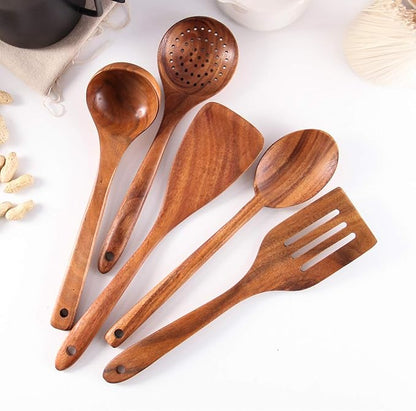 6Pcs Wooden Spoons for Cooking, Wood Kitchen Utensil Set