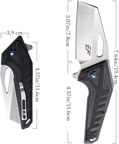Eafengrow EF933 Pocket Folding Knife EDC D2 Steel Blade Knives G10 Handle Pocket Clip EDC Knife Emergency Outdoor Camping Tools (black)