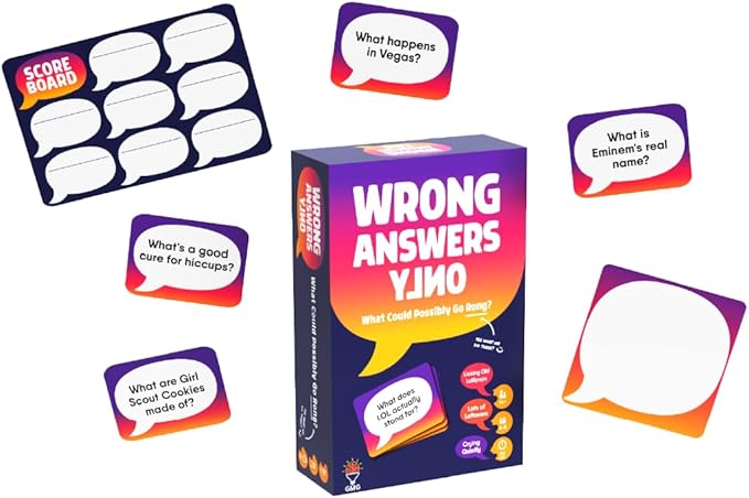 Wrong Answers Only: The Ultimate Adult Party Game – A Fun, Competitive Group Guessing Game for 8 Players, Ages 14 and Up – Perfect for Game Nights