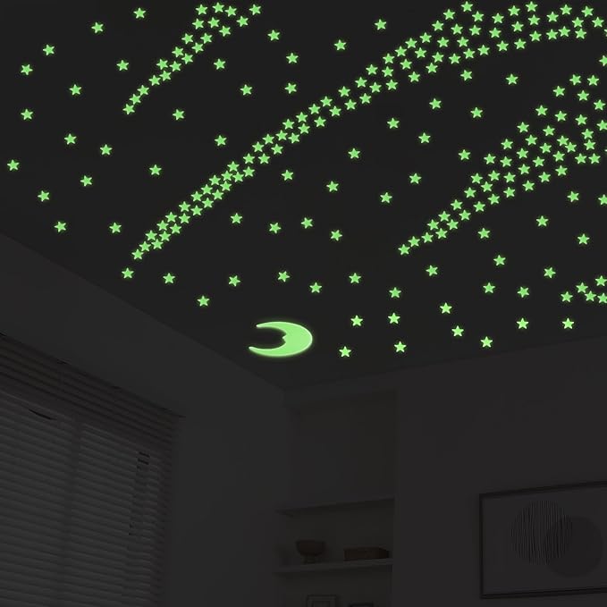 Glow in The Dark Stars for Ceiling - 205PCS Stars & 1 Moon for Kids Bedroom, Baby Room Nursery - Safe, Removable & Reusable