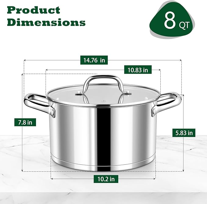 P&P CHEF 8 Quarts Cooking Stock Pot