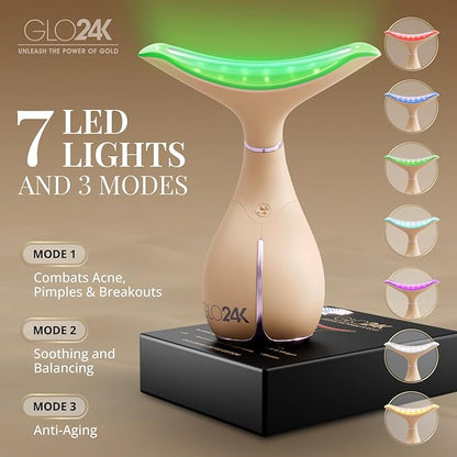 GLO24K 7 Color Beauty Device – Triple LED Action & Vibration Technology Facial