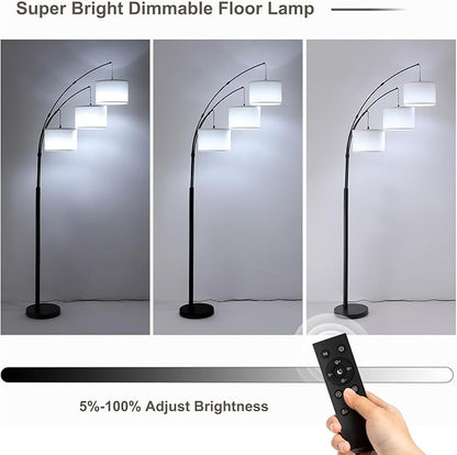 Fansdrick Floor lamp with Remote, 3 Light Arc Floor Lamps