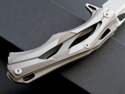 Eafengrow Folding Pocket Knife with D2 Blade Steel Handle Camping Tactical Knife (EF204-silver)