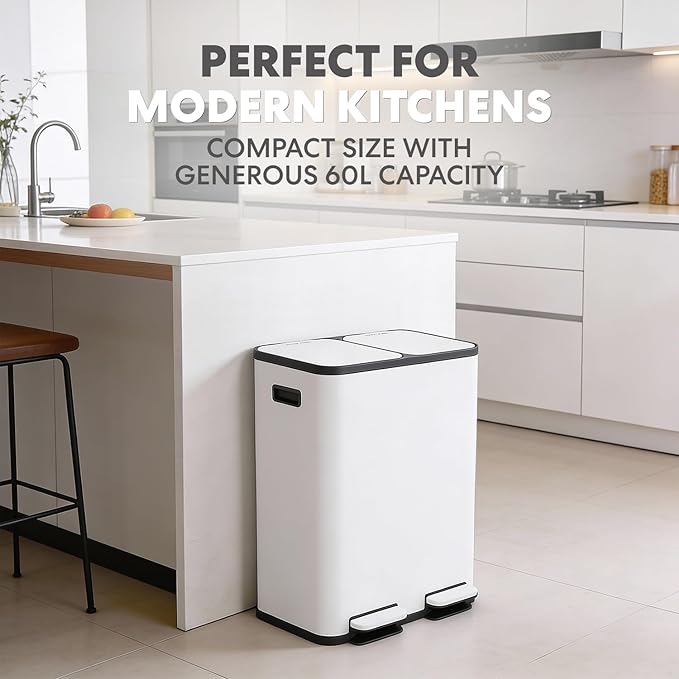 Simpli-Magic 60 Liter / 16 Gallon Rectangular Hands-Free Dual Compartment