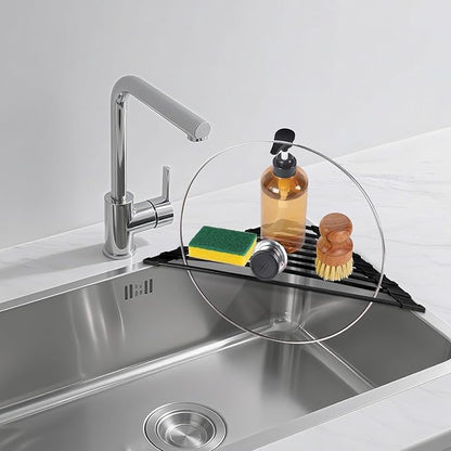 HANZENMA Triangular Sink Rack, Foldable Sink Drying mat, Heat-Resistant