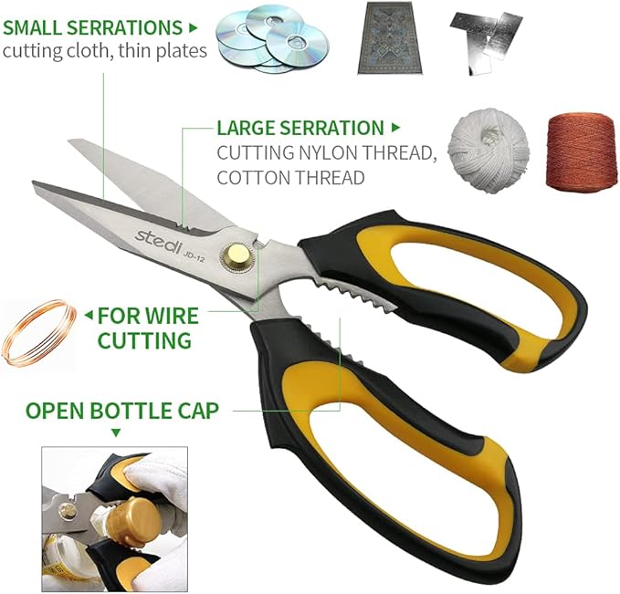 Stedi Scissors Heavy Duty 8-Inch, Sharp Stainless Steel Shears
