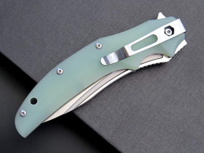 Eafengrow EF951 Folding Knife,D2 Blade and G10 Handle with Liner Lock Ball Bearing Pocket Knife EDC Tool for Outdoor Camping Survival(Jade)