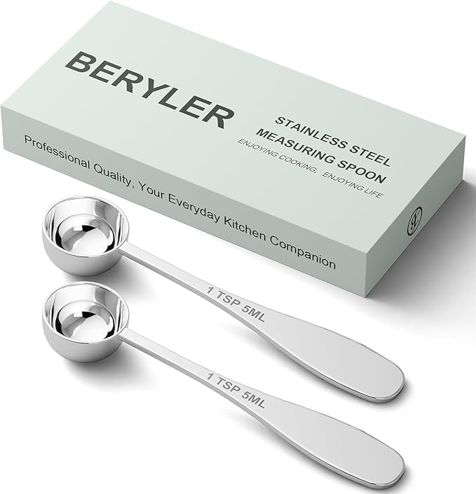 2PCS 1tsp Single Measuring Spoon, Stainless Steel Individual Teaspoon, Metal