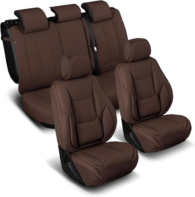Coverland Custom Fit Car Seat Covers for SUV Compatible with [2022-2026 Hyundai Tucson] Premium Car Seat Cover Water Resistant Leather Non-Slip Interior Protector [Full set Dark Brown -Size Chart X58]