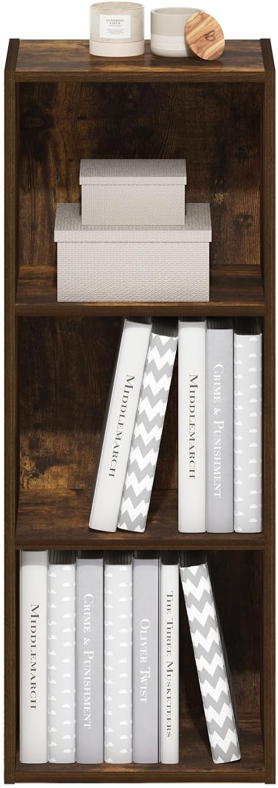 Furinno LUDER Book Shelf, 3-Cube Bookshelf, Bookcase