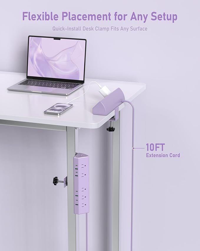 Jgstkcity Desk Clamp Power Strip, 45W Fast Charging Station, 4 USB-C, 4 USB-A