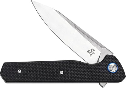 Sitivien ST135 Folding Knife,D2 Steel Blade G10 Handle Outdoor EDC Knife for Hunting Fishing Camping(Black)