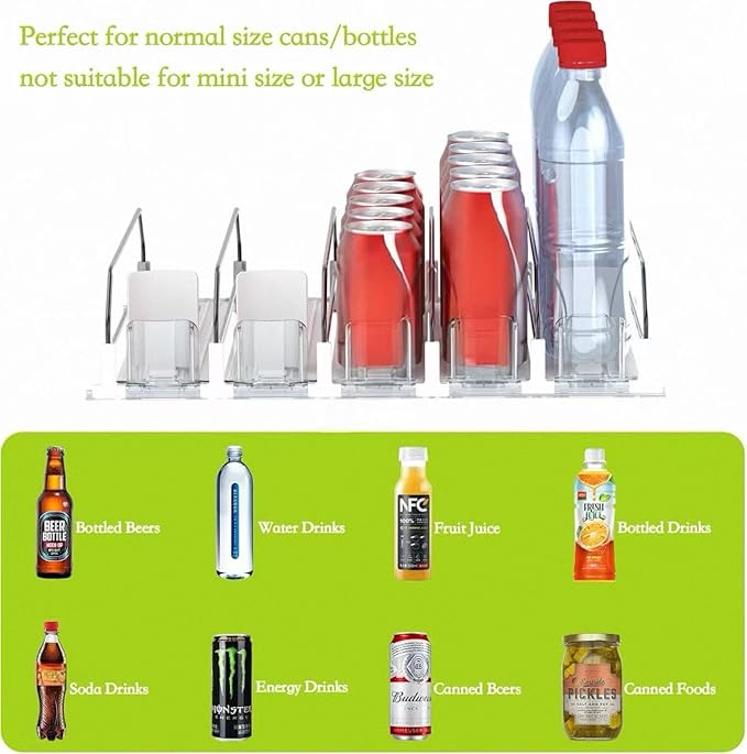 IBORING Drink Organizer for Fridge, Self Pushing Fridge Drink Organizer