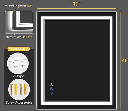 36"x48" LED Bathroom Mirror