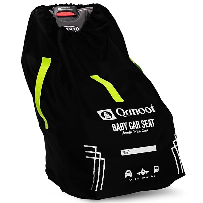 Infant Car Seat Travel Bag for Airplane - Durable Gate Check Bag for Car Seats that fits easily on Convertible Car Seats, Infant Carriers & Booster Seats (Hand Carry Bag, Black)