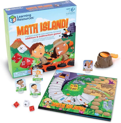 Learning Resources Math Island Addition & Subtraction Game - Math Manipulatives, Educational Board Toys, Classroom Flash Cards , Volcano Toy, STEM Kids, Gifts for Boys And Girls , Montessori
