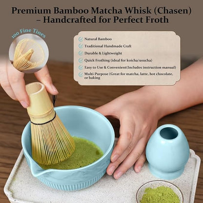 7PCs Pink Matcha Whisk Set Traditional Japanese Matcha Kit with Whisk and Bowl Matcha Making Accessories Bamboo Chasen Tea Spoon Holder Sifter Tea Towel Ceremony Macha Tea Set for Beginners