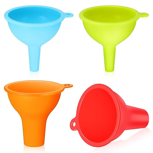Silicone Funnels 4 Pieces Wide Mouth Funnel Small and Large Flexible Condiment