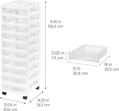 IRIS USA Plastic Drawer Storage Organizer Rolling Cart,