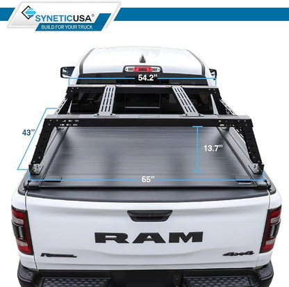 Syneticusa MR Retractable Truck Bed Cover with R3 Rack for Ford F-150 2004–2026 | 5.5' (67”) Short Bed | Aluminum Hard Retractable Tonneau Cover | One-Person Installable | Waterproof, Low-Profile