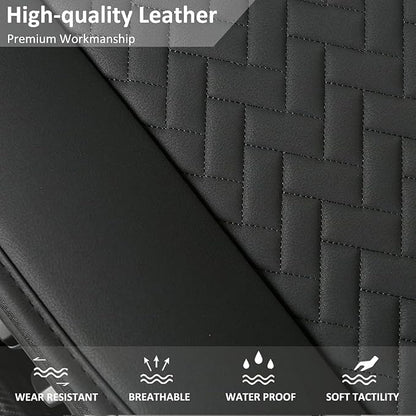 West Llama Full Set Car Seat Covers for Front and Rear Bottom Seats Only, Luxury PU Leather Car Seat Pads Protectors Waterproof and Wear-Resistant,Black