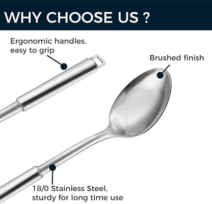 18/0 Stainless Steel Cooking Spoons Set, Serving Spoon & Slotted Spoon