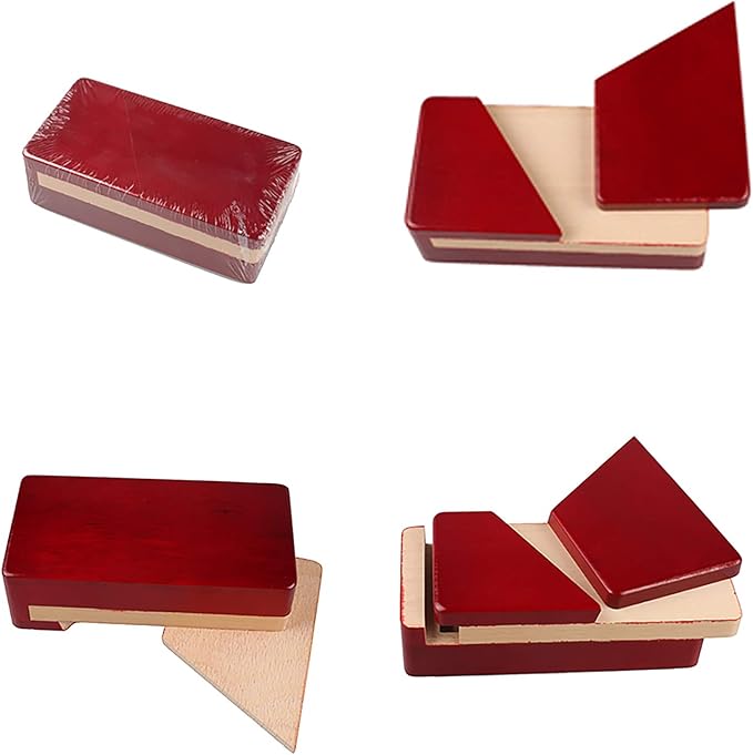 Gift Card Money Holder Puzzle Gift Case Box Big Secret Opening Impossible Box Puzzle Handmade 3D Brain Teaser Puzzle Magic Wooden Mysterious Box Gift Box Cube Game Box IQ Toys by AHYUAN (Red)