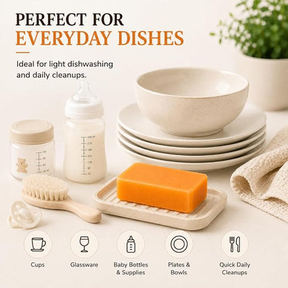 KELEBS 7 Dish Soap Bars | Citrus Essential Oil Formula | Natural & Organic Ingredients | Gentle on Hands | For Plant-Based Kitchens & Light Dishwashing | Biodegradable | No Overpour | Value Pack