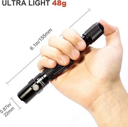ThruNite LED Flashlight Neutral White, Archer 2A V3 450 Lumens Portable EDC AA Flashlight with Lanyard, IPX8 Water-Resistant Dual Switch Outdoor Light for Hiking, Camping, Everyday Use - Black NW