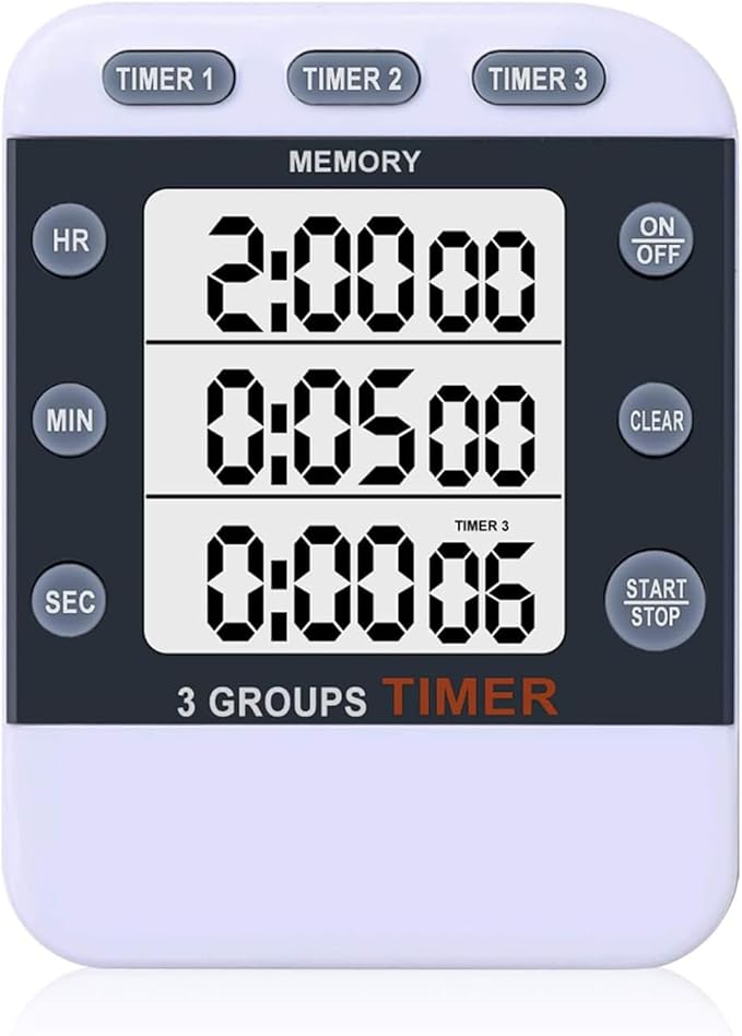 Digital Dual Kitchen Timer for Cooking, 3 Channels Count Down/up Triple Multi