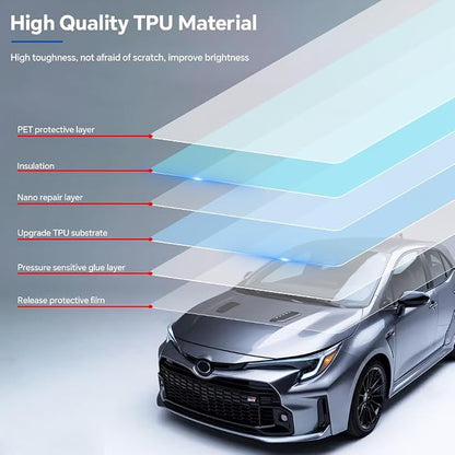 for Toyota Corolla GR 2023-2024 TPU Clear 9Mil Pre-Cut Paint Protection Film Car Vinyl Wrap,PPF Transparent Protective Anti-Scratch Self Adhesive Waterproof Car Wrap Film,for Headlight