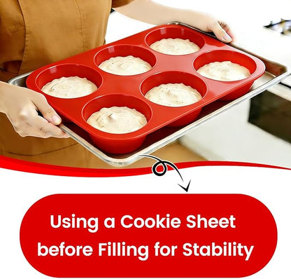 CAKETIME Silicone Muffin Pan, 2 Packs, Jumbo 6 Cups and Mini 24 Cups