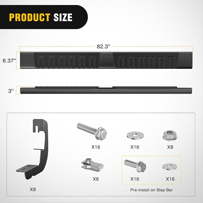 Nilight Running Boards for 2007-2018 Chevy Silverado/GMC Sierra 1500 Crew Cab 2007-2019 Chevy Silverado/GMC Sierra 2500HD 3500HD 6 Inch Slip-Proof Aluminum Side Step Nerf Bars