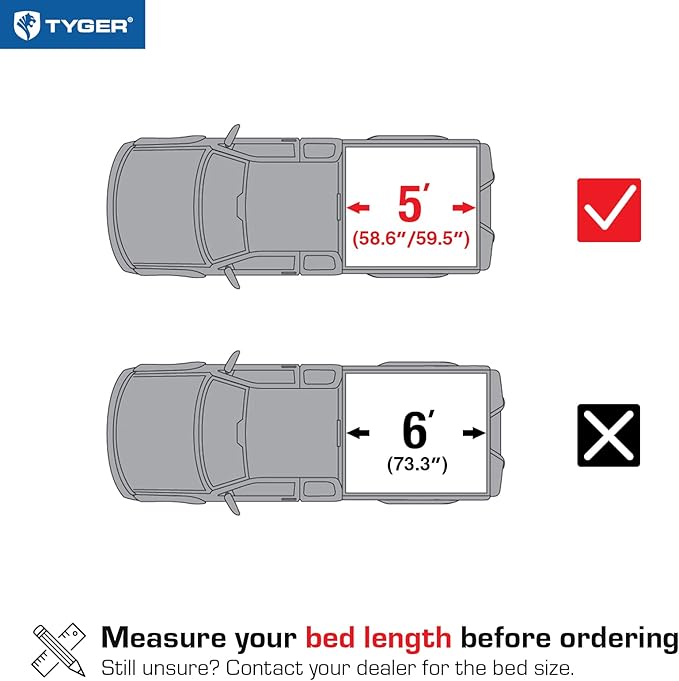 Tyger Auto T5 Tri-Fold Alloy Hardtop Truck Bed Tonneau Cover Compatible with 2005-2026 Nissan Frontier; 2009-2012 Suzuki Equator | 5' (59") Bed | TG-BC5N3028