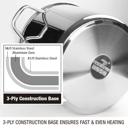 HOMICHEF Small Stock Pot 4 Quart Nickel Free Stainless Steel