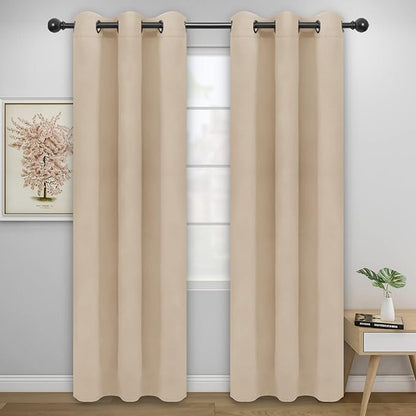 Easy-Going Blackout Curtains for Bedroom, Solid Thermal Insulated Grommet and