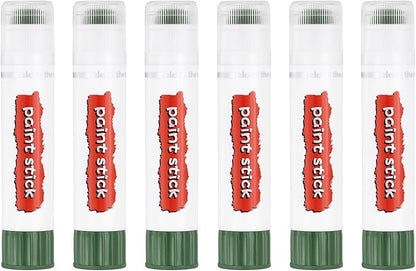 PATIKIL Tempera Paint Sticks, 6 Pcs Solid Tempera Paints Sticks Washable Bulk Markers Pen Quick Drying for Artists Beginners Art Supplies, Olive Green