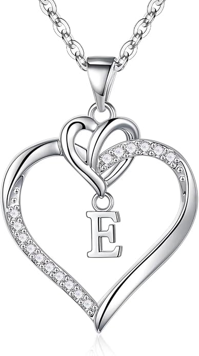 STORUP Heart Initial Necklaces for Women Girls, 14K Gold Plated Cubic Zirconia Heart Initial A-Z Pendant Necklace Dainty Heart Necklaces for Women Teen Girl Jewelry Birthday Gifts