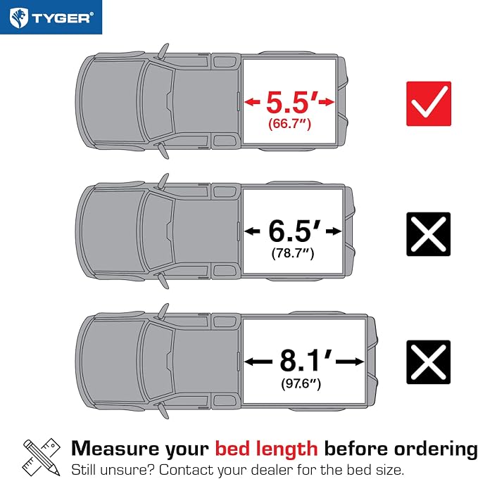 Tyger Auto T3X Soft Tri-Fold in Fabric Truck Bed Tonneau Cover Compatible with 2022-2026 Toyota Tundra | 5.5' (67") Bed | TG-BC3T1062X