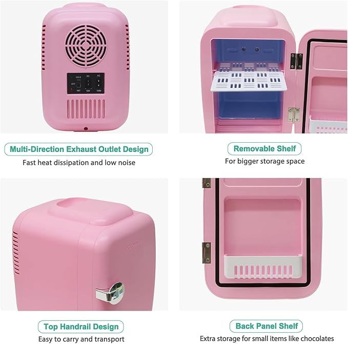 CROWNFUL Mini Fridge, 4 Liter/6 Can Portable Cooler and Warmer Personal