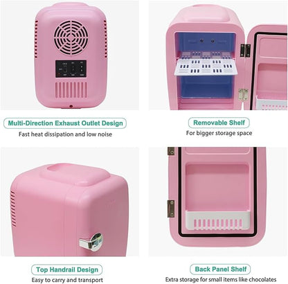 CROWNFUL Mini Fridge, 4 Liter/6 Can Portable Cooler and Warmer Personal