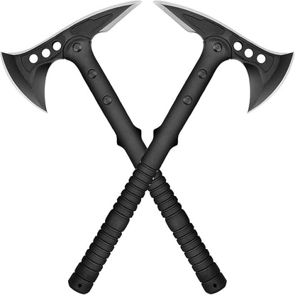 Camping Axe, Survival Throwing Hatchet with Sheath, Tactical Tomahawk with Spike, Nylon Fiber Handle for Outdoor Survival Hiking Camping (2Pack