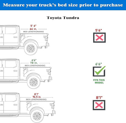 Toptiny Hard Folding Truck Bed Tonneau Cover|HTF035|Fits 2022-2026 Toyota Tundra 6'6" Bed w/OE Rail System (78.7")